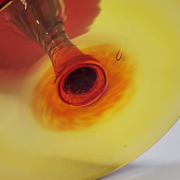 VTG Hand-Blown Amberina Glass Vase Brandy Snifter Cadmium UV Glow 10.75" - Picture 9 of 11